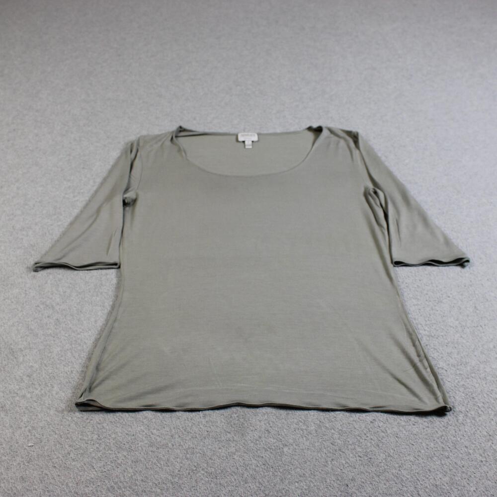 Armani Collezioni Shirt Women 6 Gray 3/4 Sleeve Quiet Luxury Made Italy Capsule